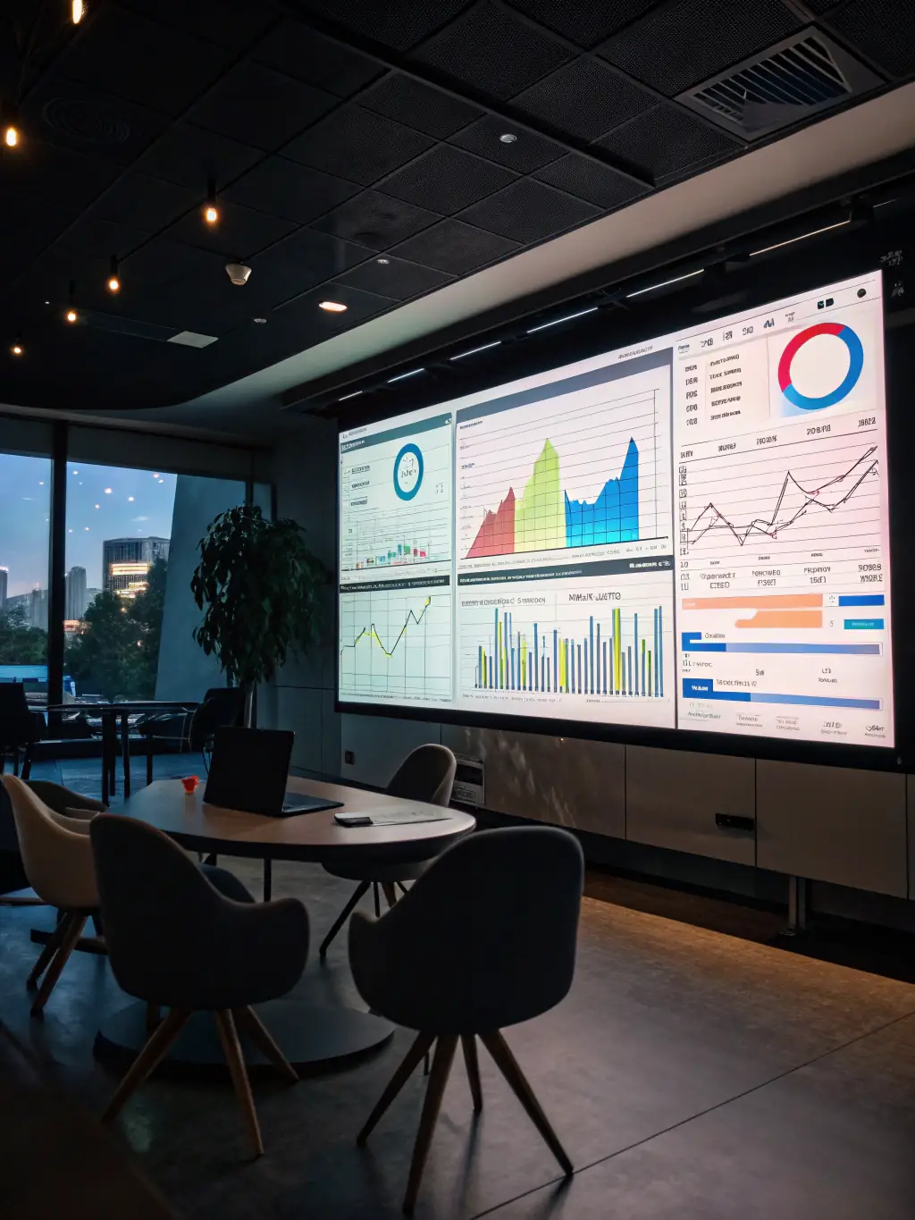 An image of a data analytics dashboard displaying various charts and graphs, highlighting key business insights and performance metrics.
